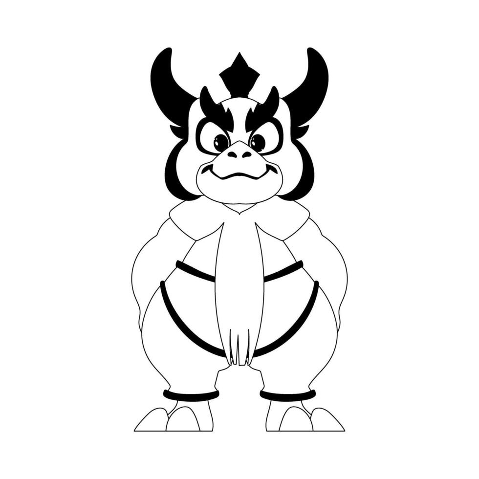 A black and white drawing of a demon vector