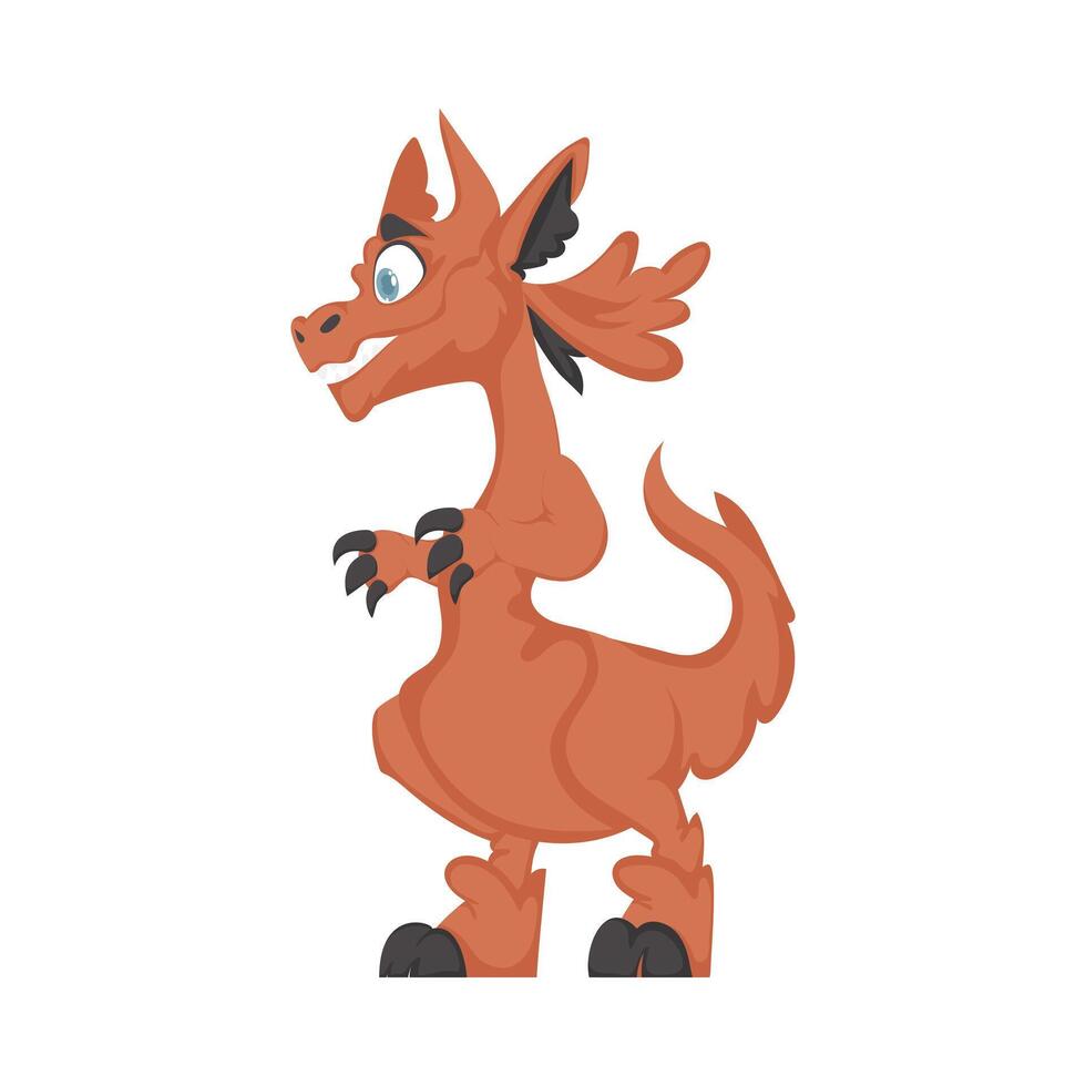 A cartoon dragon with a big head and long tail vector