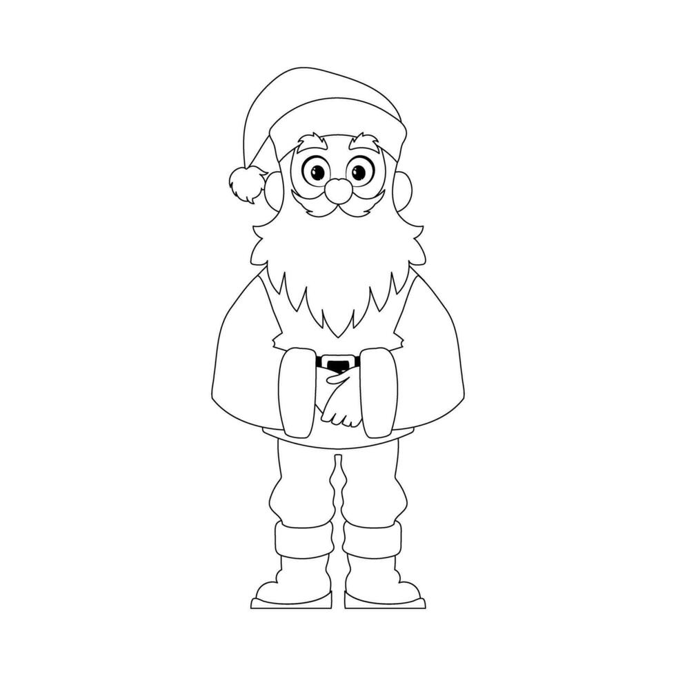 Kind and sweet Santa Claus, the main character of the New Year holidays. Coloring style vector