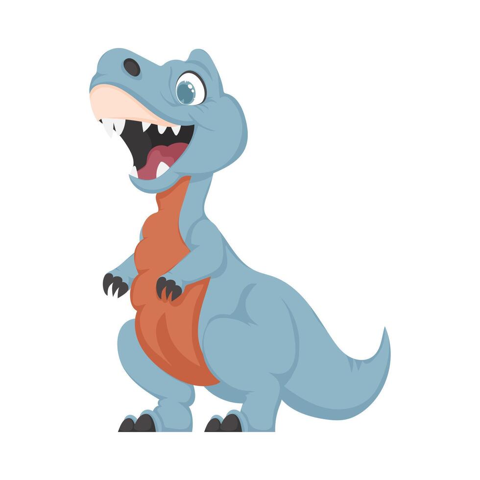 Cartoon dinosaur with open mouth and open mouth vector