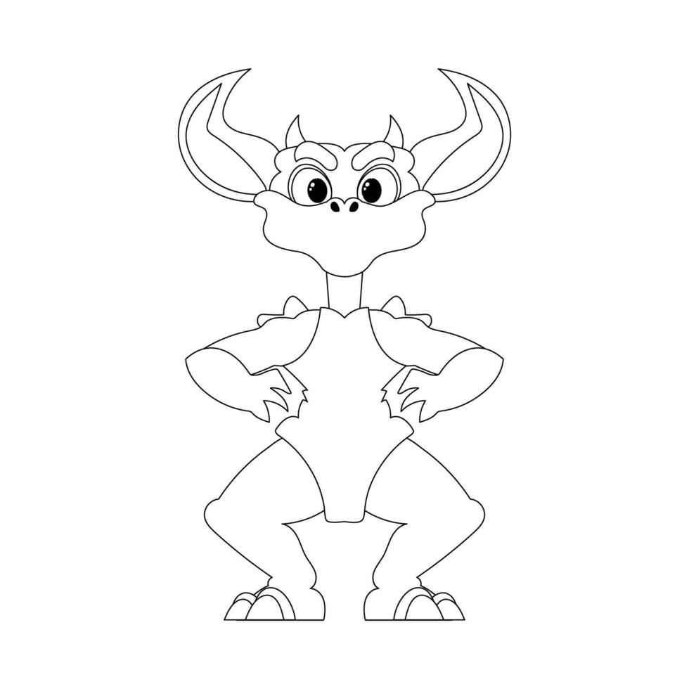 Fabulous, interesting and funny dinosaur. Coloring style vector