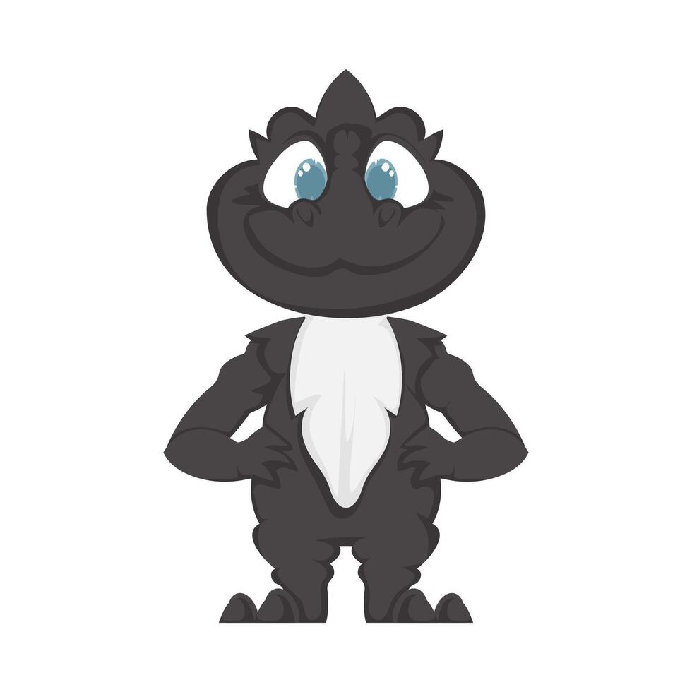 místico, fabuloso gracioso negro dinosaurio. dibujos animados estilo vector