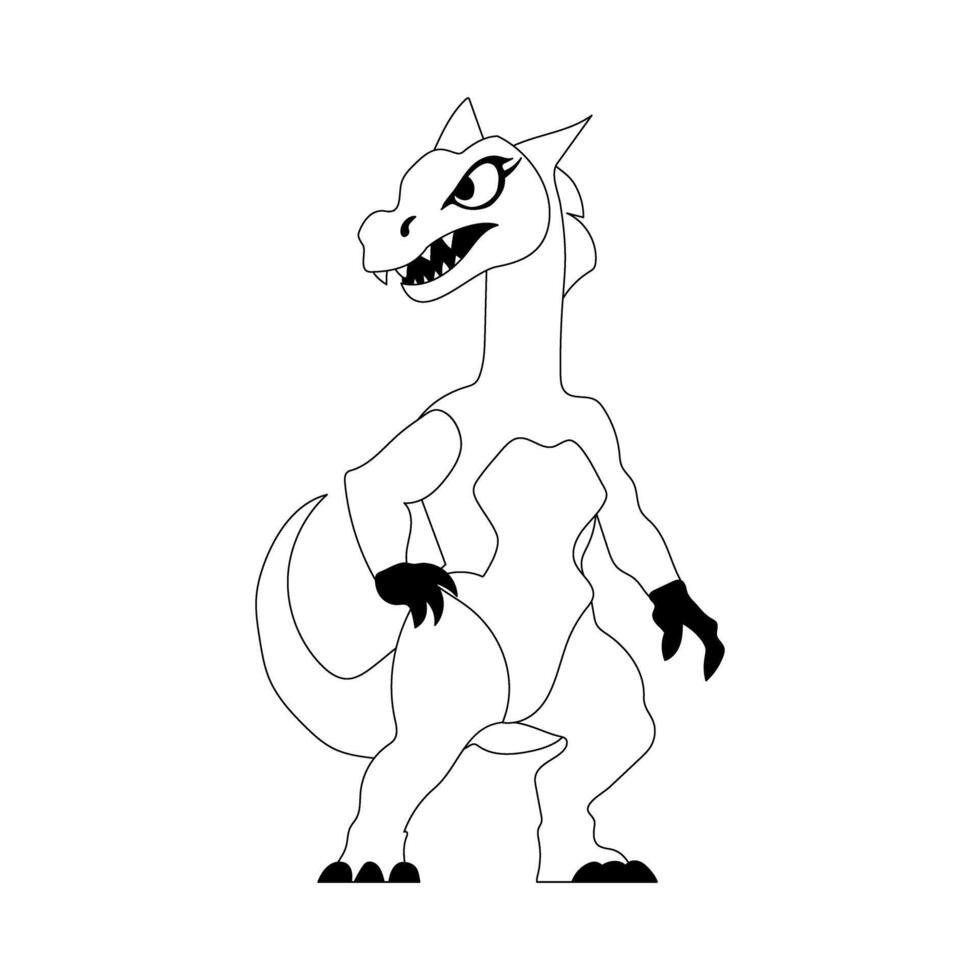 Fabulous, interesting and funny dinosaur. Coloring style vector