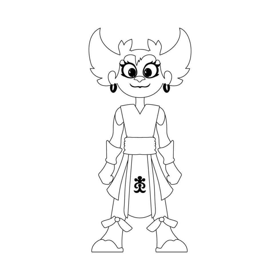 A cartoon character with horns and a sword vector