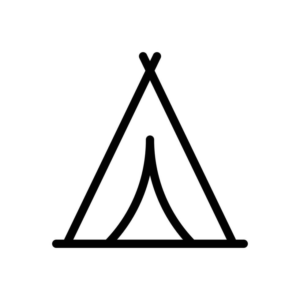Camping tent, camp, tipi, tepee icon in line style design isolated on white background. Editable stroke. vector