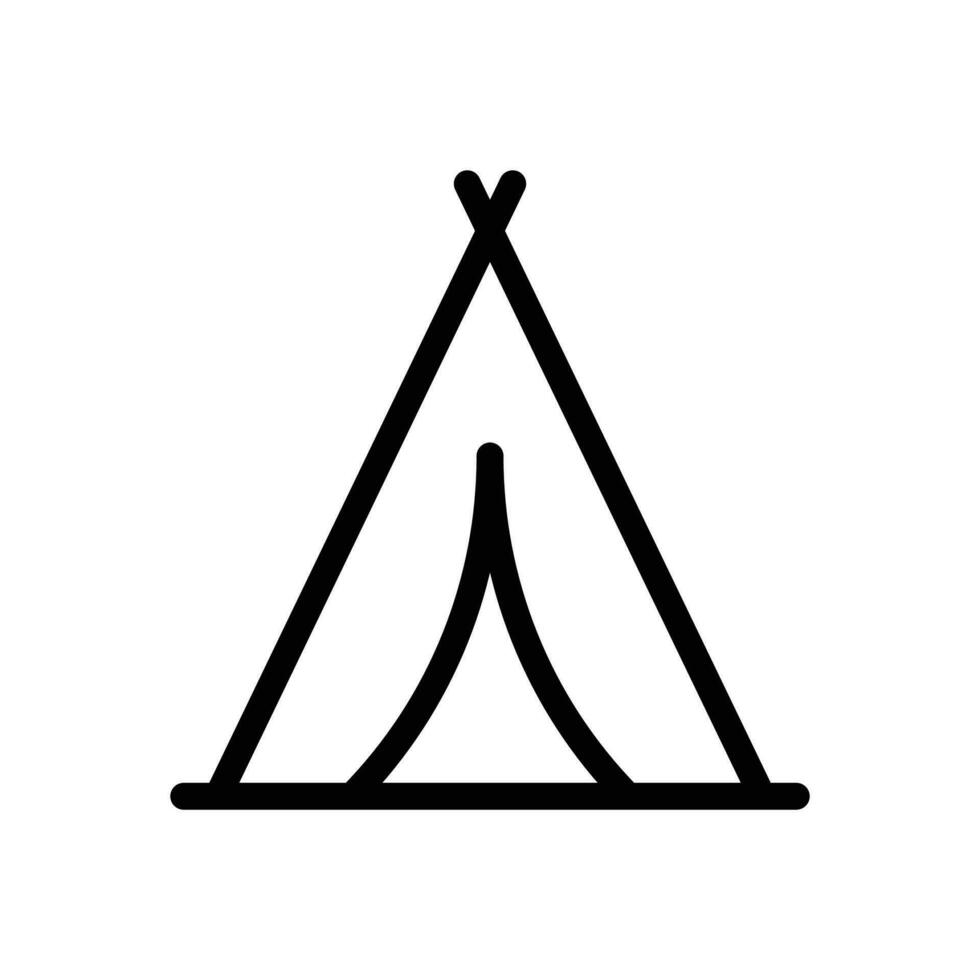 Camping tent, camp, tipi, tepee icon in line style design isolated on white background. Editable stroke. vector