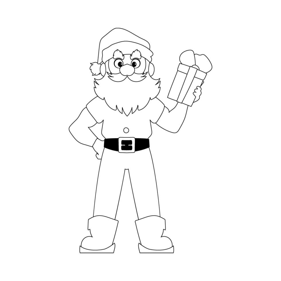 Kind and sweet Santa Claus, the main character of the New Year holidays. Coloring style vector