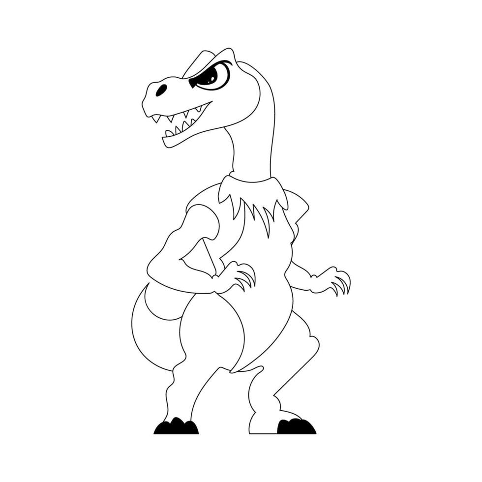 Fabulous, interesting and funny dinosaur. Coloring style vector