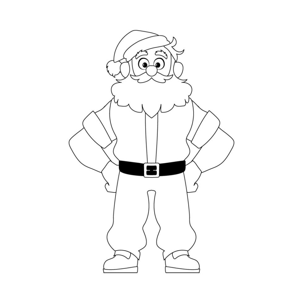 Kind and sweet Santa Claus, the main character of the New Year holidays. Coloring style vector