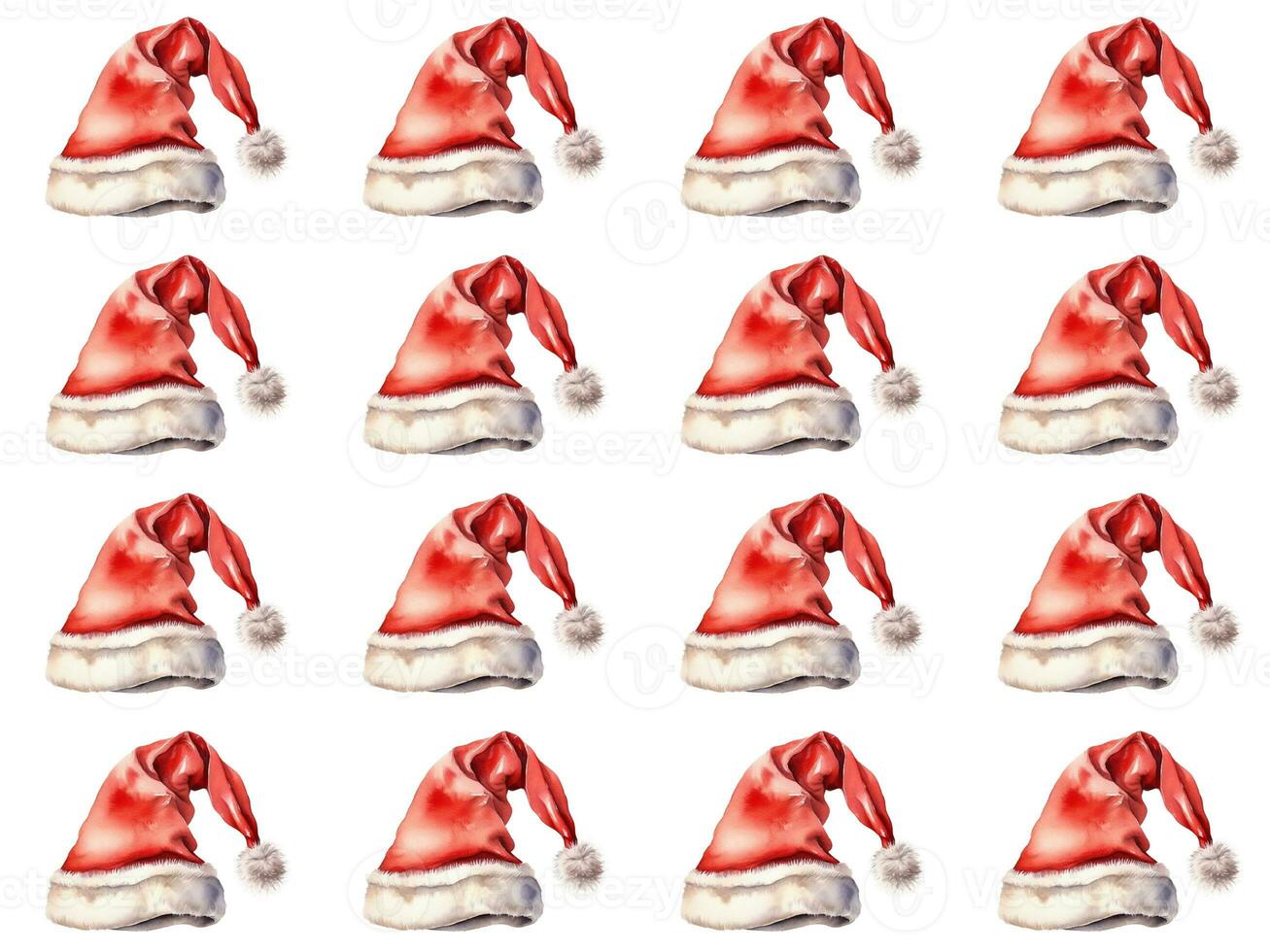 Seamless pattern texture of Santa Claus hats on a white background. photo