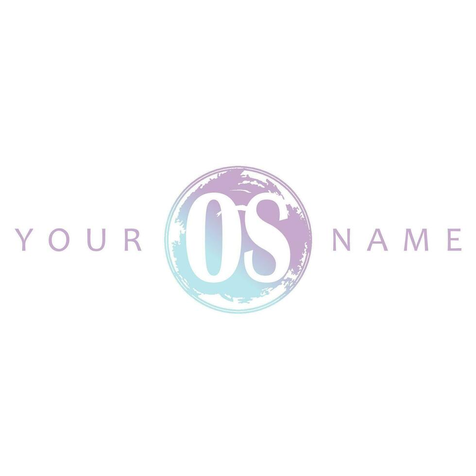 OS Initial Logo Watercolor Vector Design