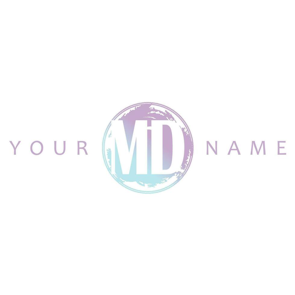 MD Initial Logo Watercolor Vector Design