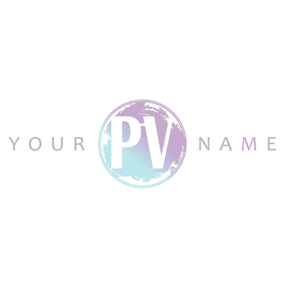 PV Initial Logo Watercolor Vector Design