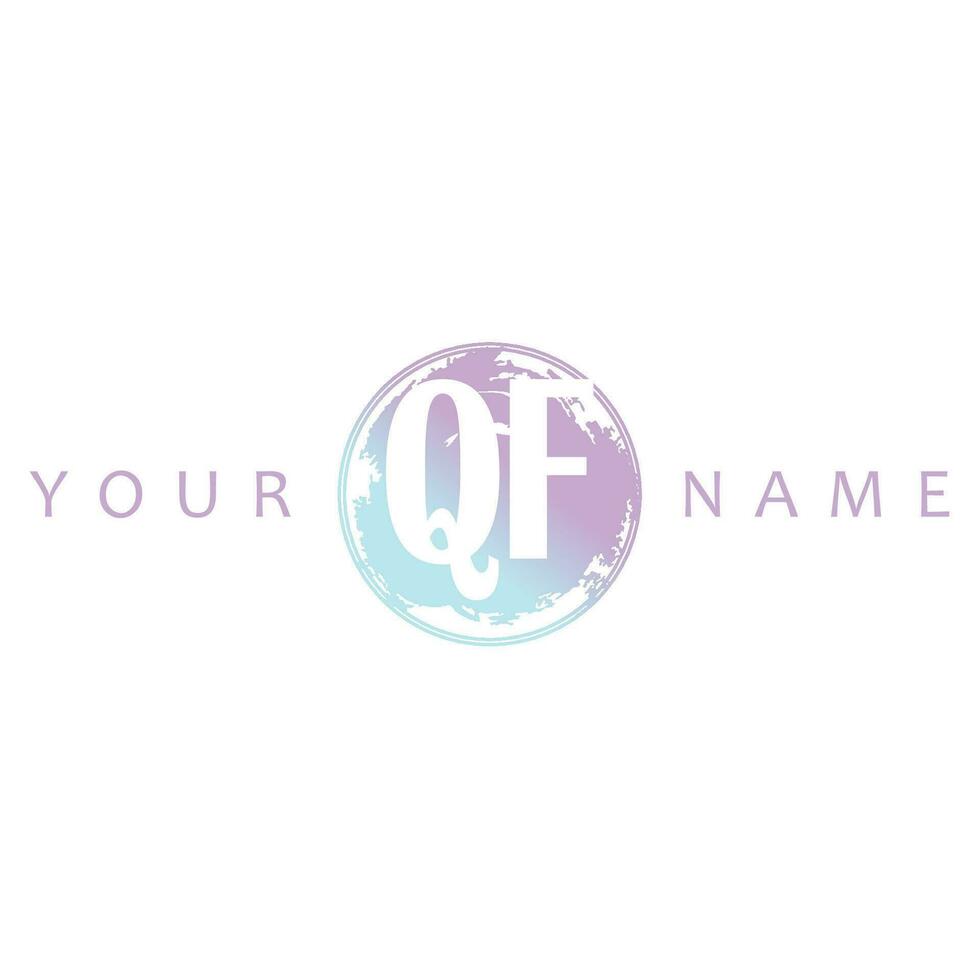 QF Initial Logo Watercolor Vector Design