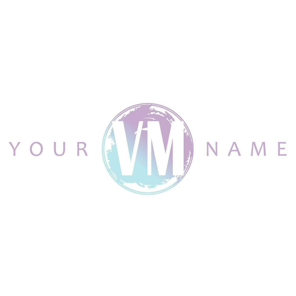 VM Initial Logo Watercolor Vector Design