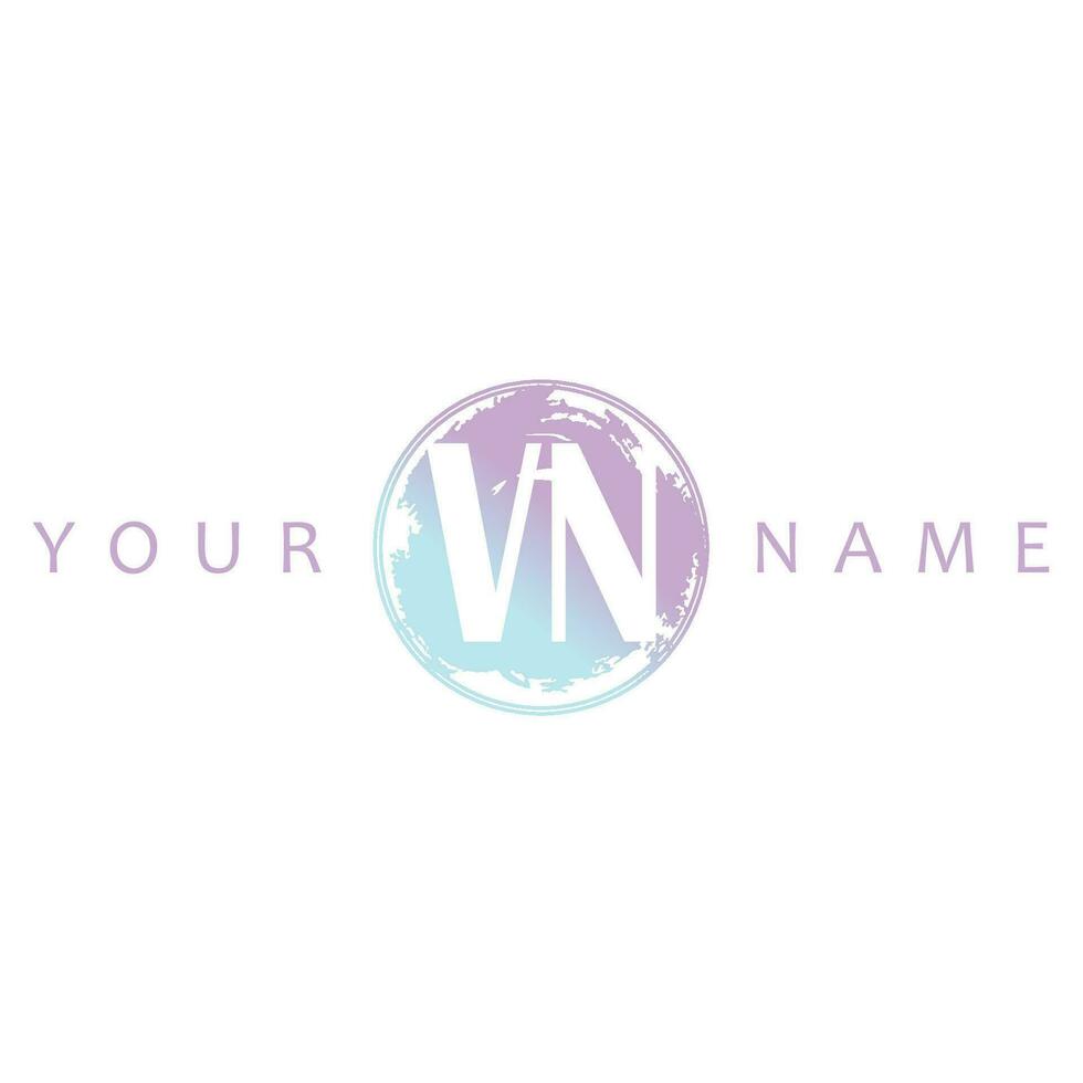 VN Initial Logo Watercolor Vector Design