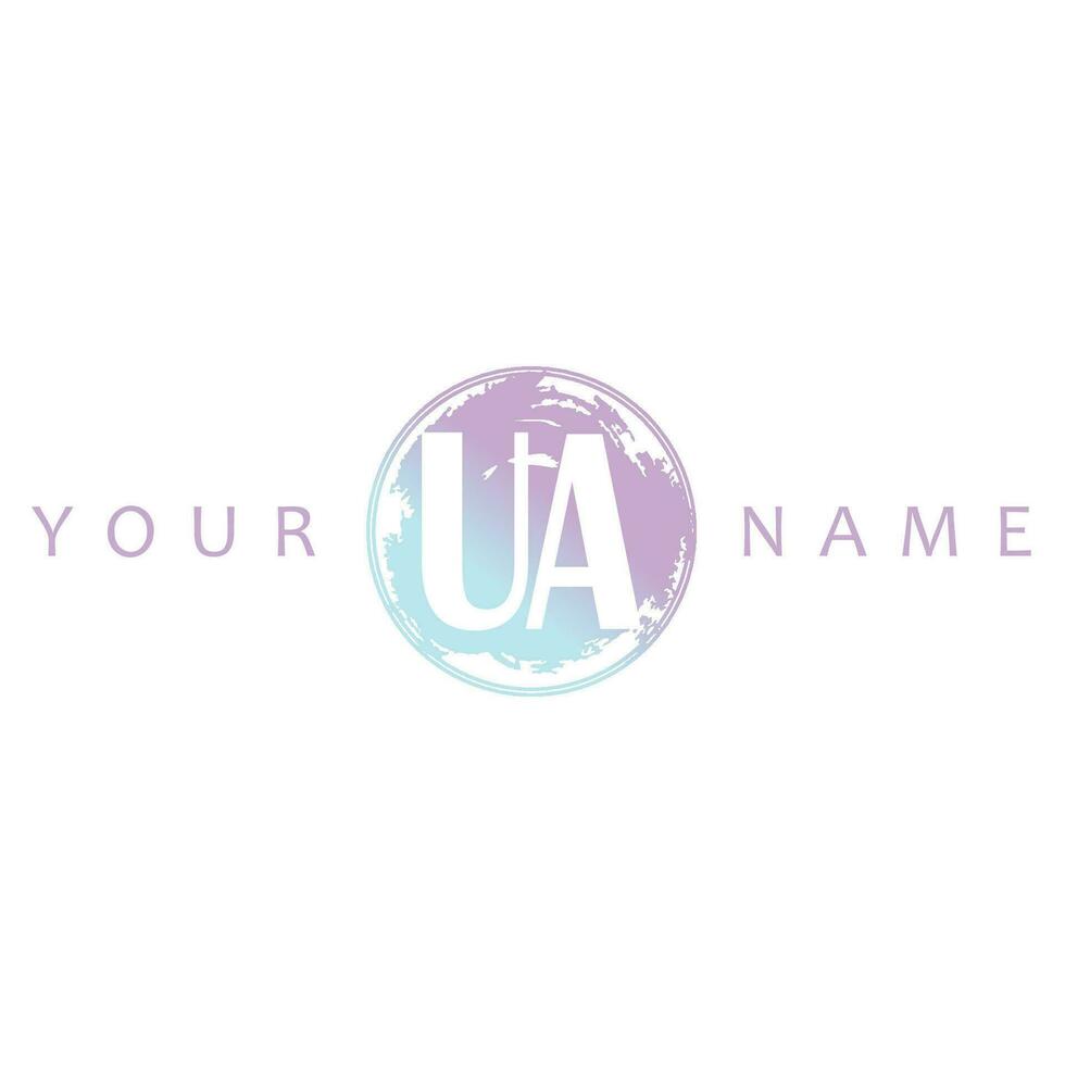 UA Initial Logo Watercolor Vector Design