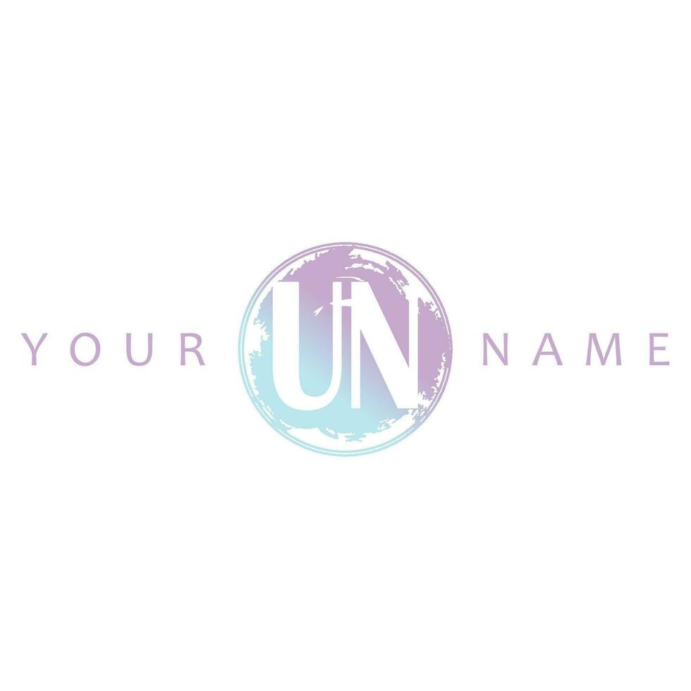 UN Initial Logo Watercolor Vector Design