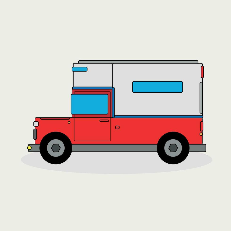 red camper truck isolated on light gray vector