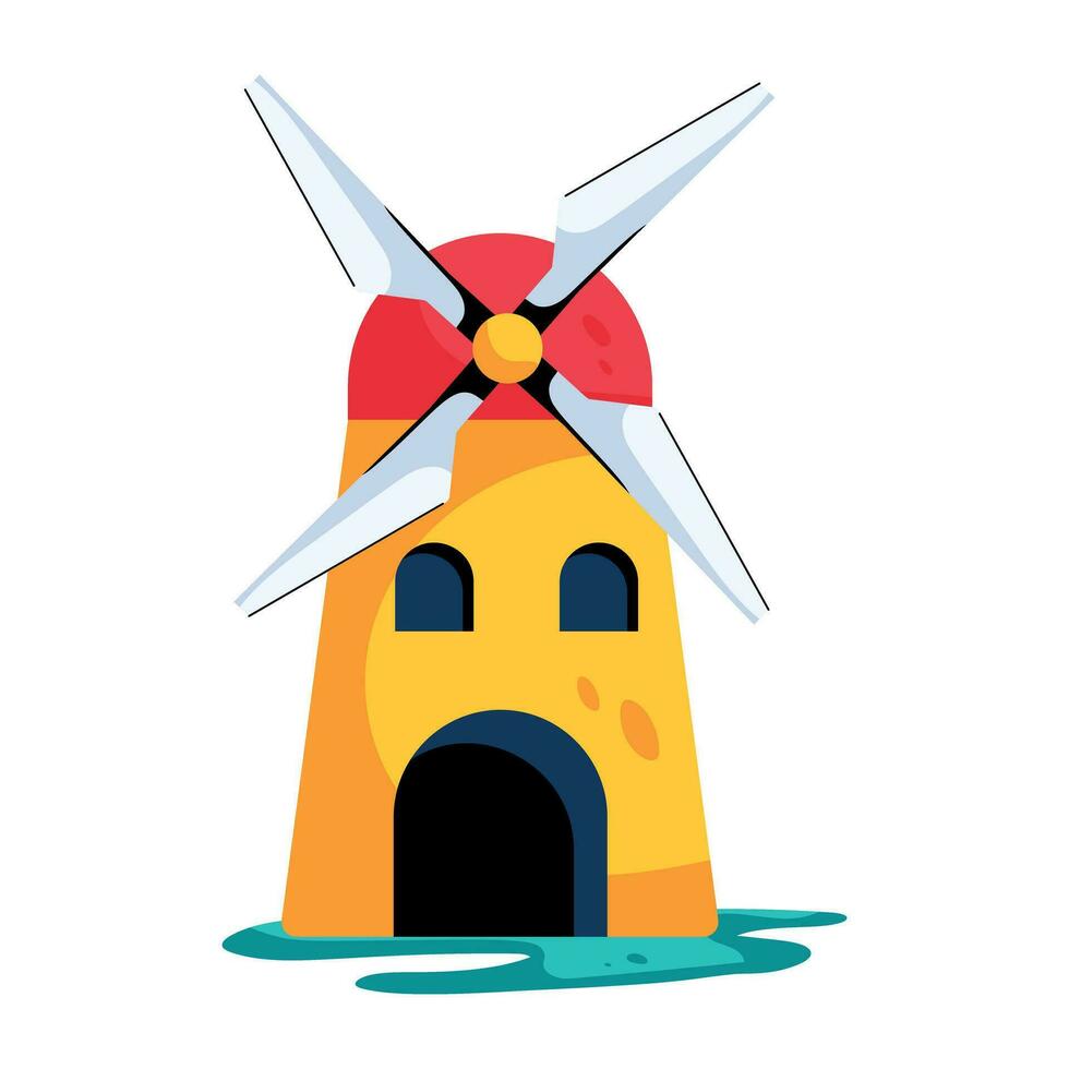 Trendy Farm Windmill vector