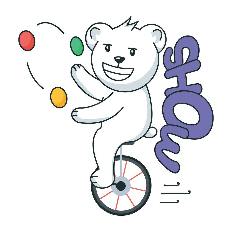 Trendy Unicycle Bear vector