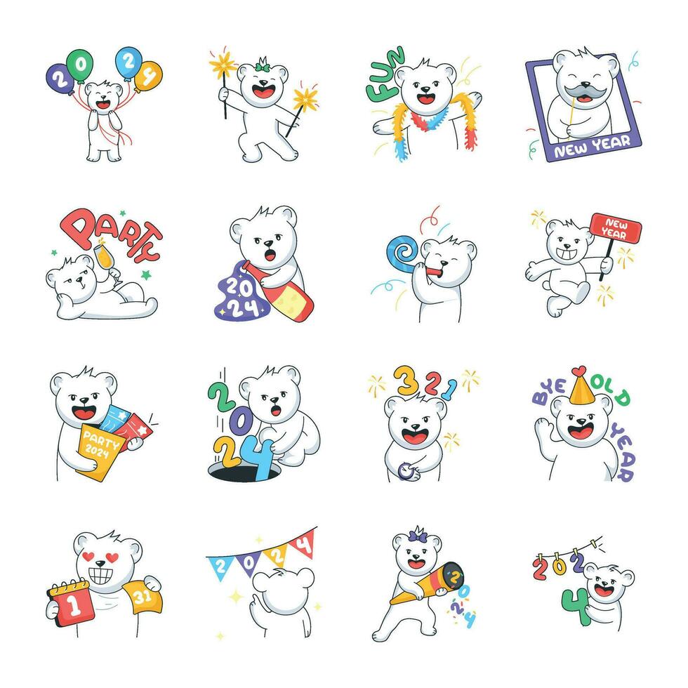 Set of New Year Preparation Doodle Stickers vector