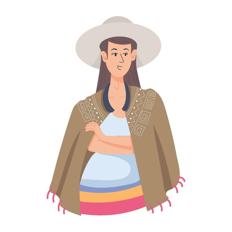 Trendy Poncho Woman vector