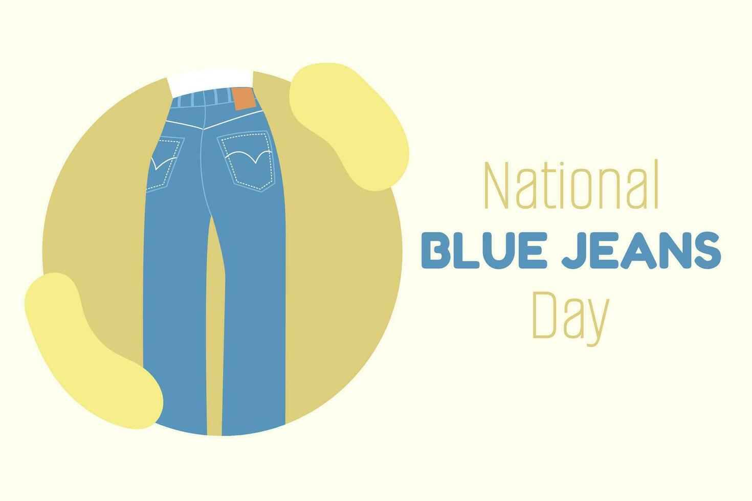 National Blue Jeans Day. Woman high waisted regular cut jeans Denim day. vector