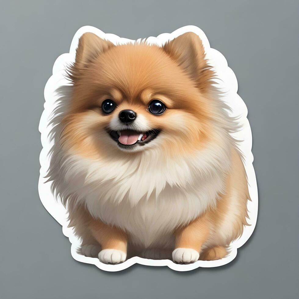 Pomeranian dog sticker vector art ai generate photo