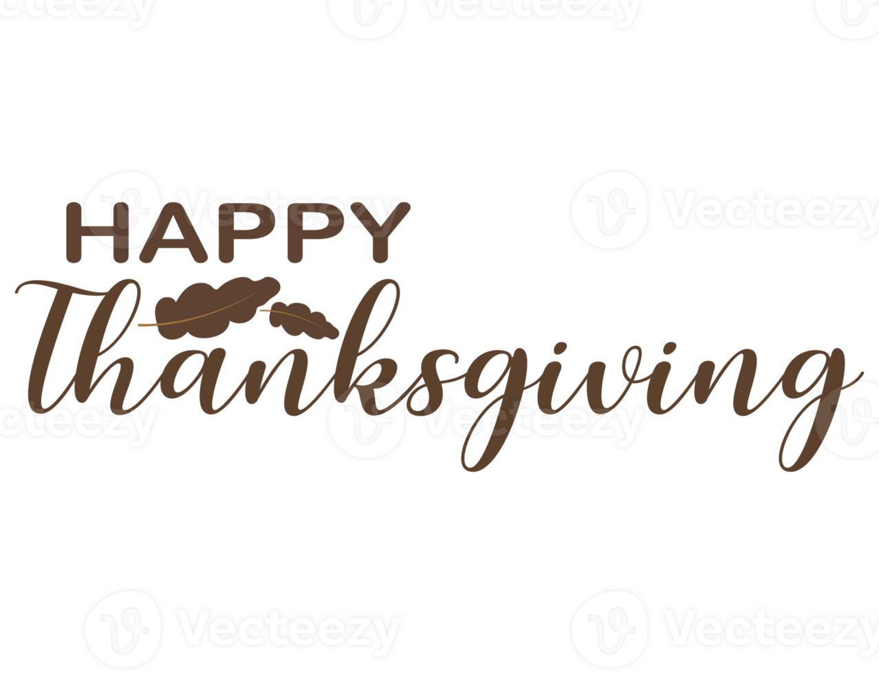 Happy Thanksgiving Calligraphy Text Leaves illustration png