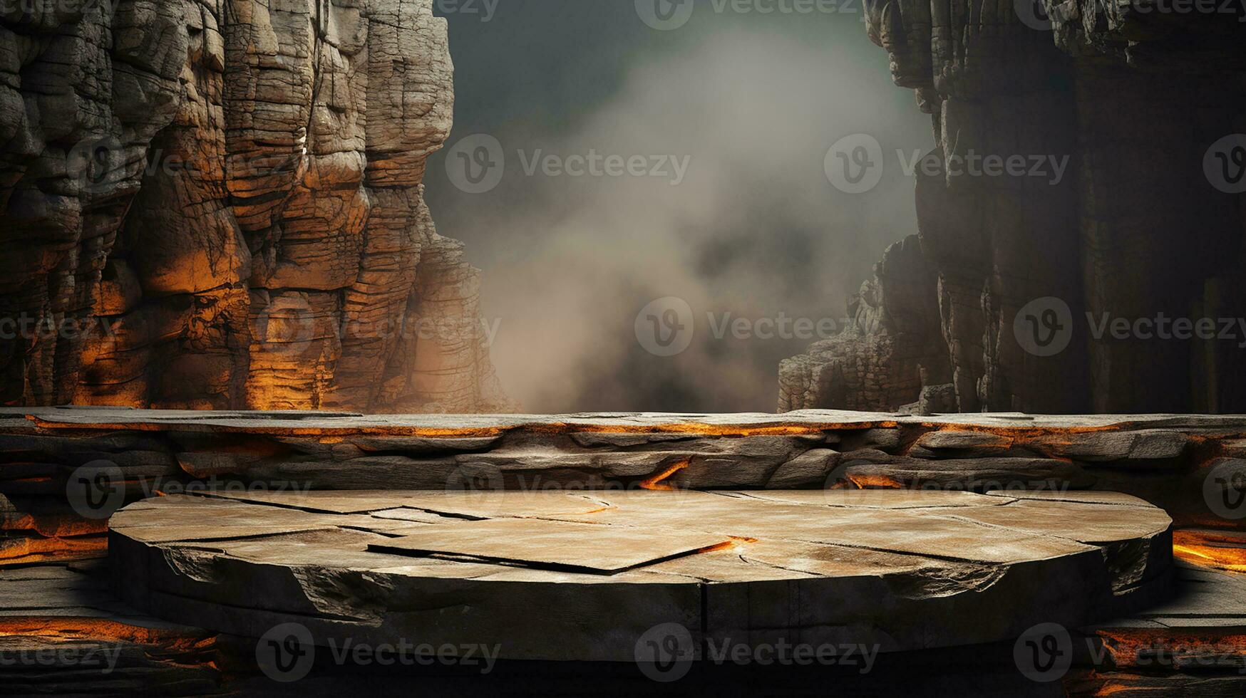 Premium rock platform podium. For product presentation, display product, and advertising backgrounds. Generative AI photo