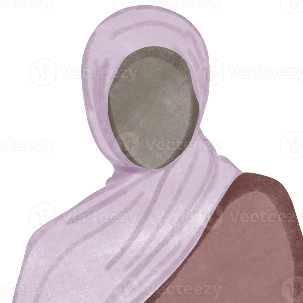 cartone animato carattere, musulmano donne indossare hijab con pregando, creativo con illustrazione nel piatto design. png