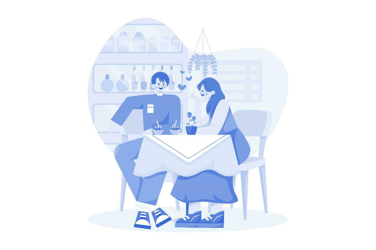 pareja bebiendo café en una cafetería vector