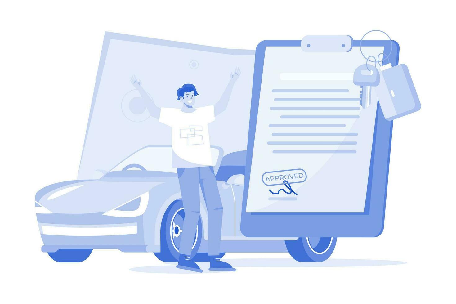 Man Getting A Car Loan Approved vector
