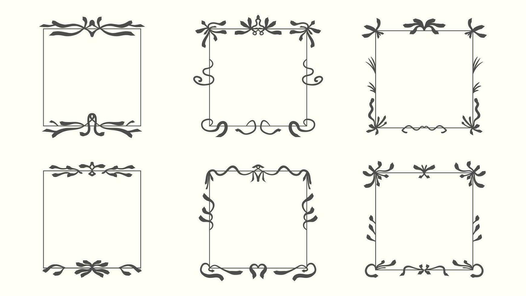 Vintage ornamental frame set. Ornate vintage square frames and scroll elements vector
