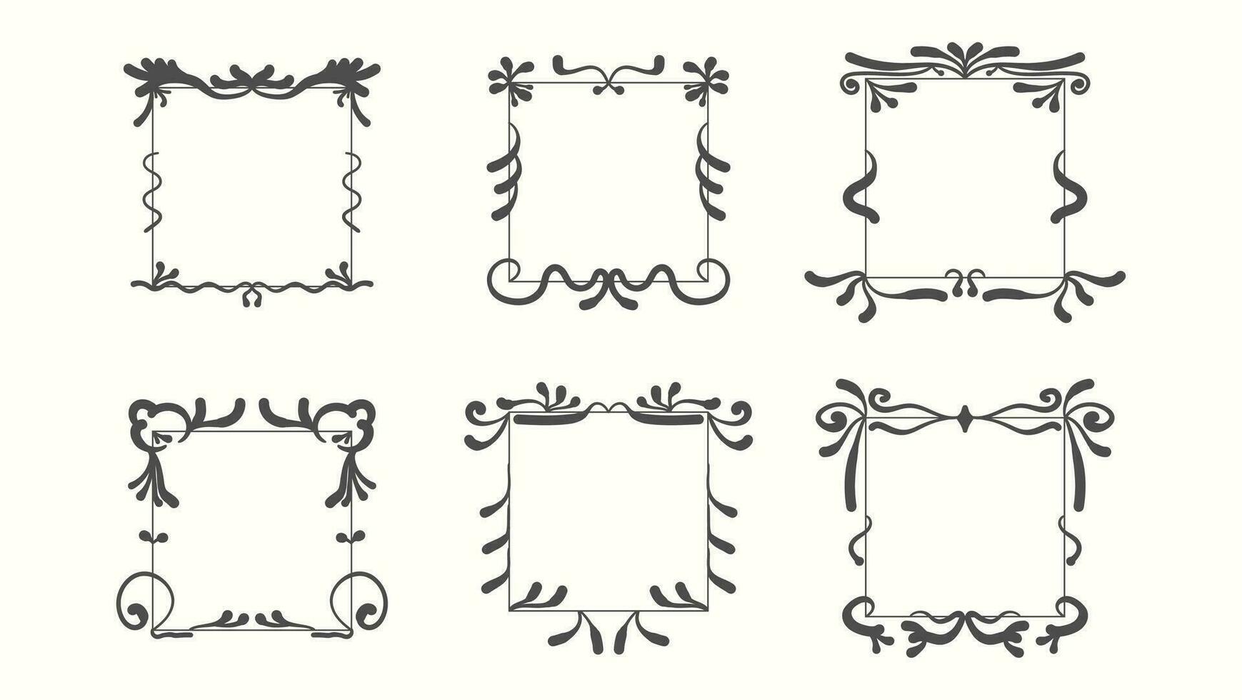 Calligraphic ornamental frame. Decorative vintage square frame and retro vector
