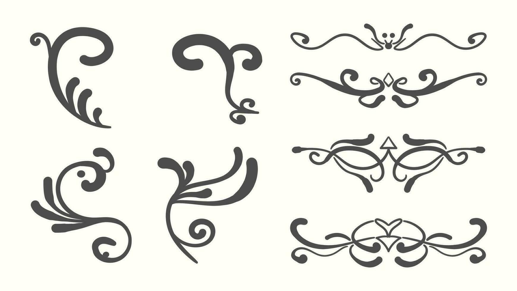 Decorative corners and dividers. Calligraphic ornamental frame vector