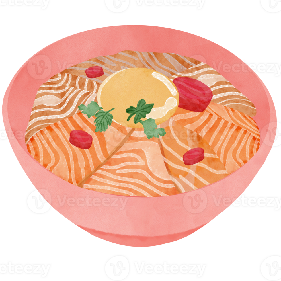 Pickled Salmon in soy sauce. Creative with illustration in flat design. png