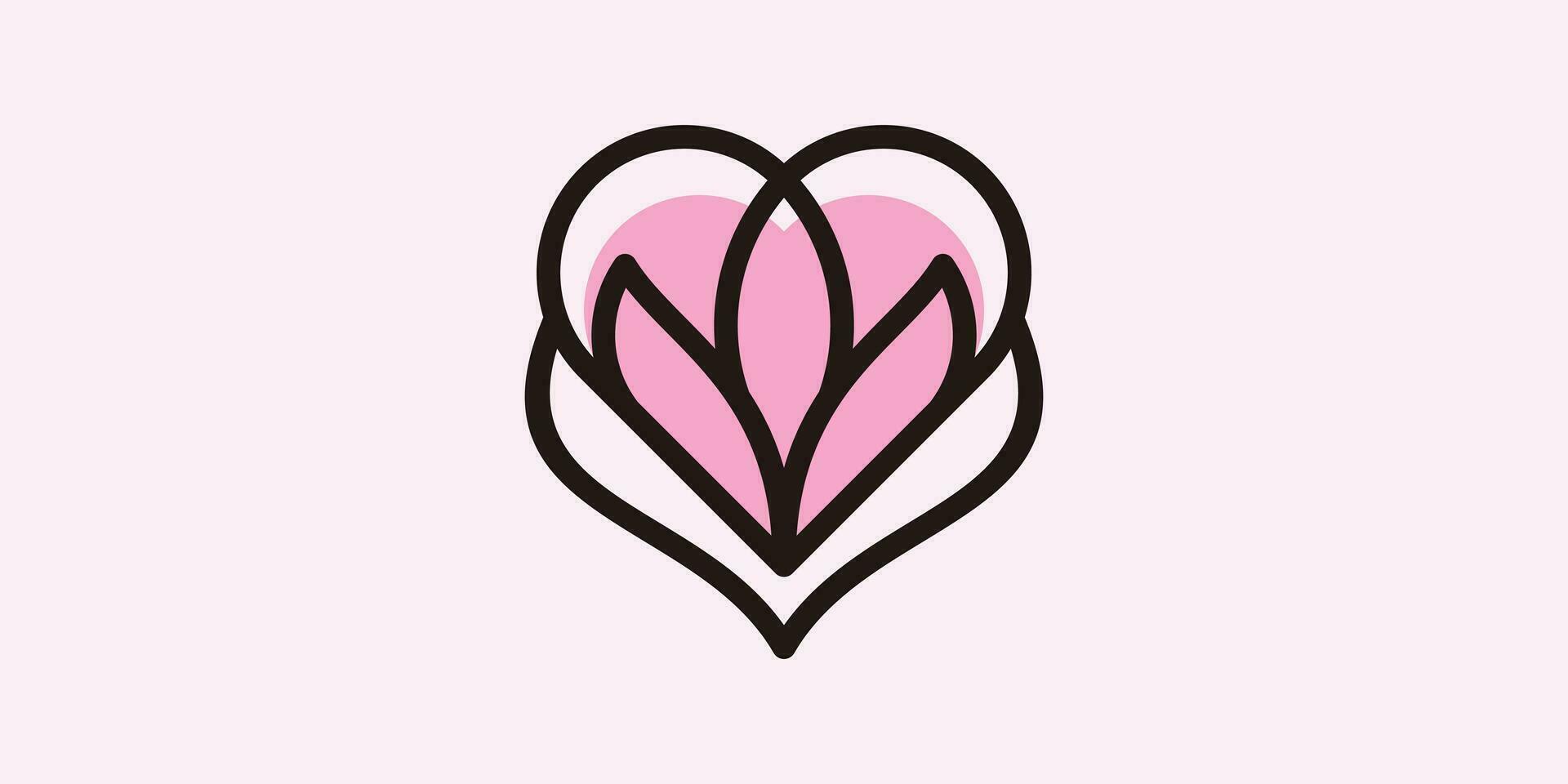 el logo diseño es un combinación de el forma de amor y flores hecho en un minimalista línea estilo. vector