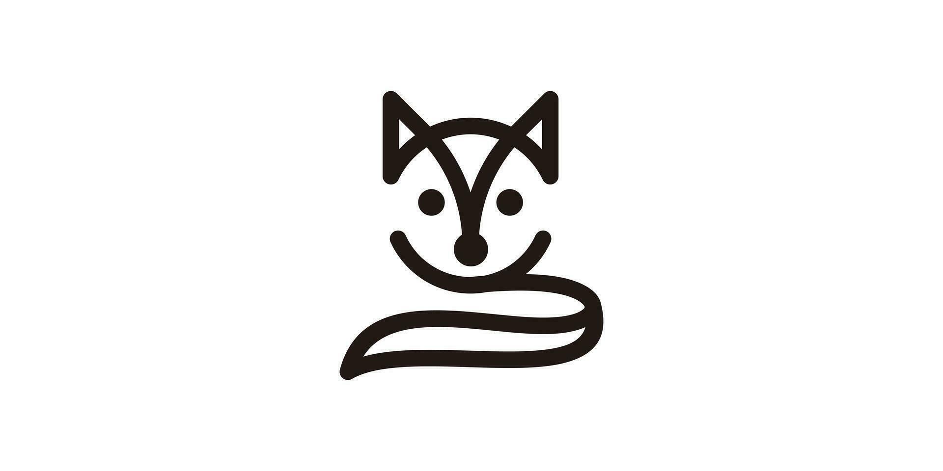 The cute fox logo design is made in a minimalist line style. vector