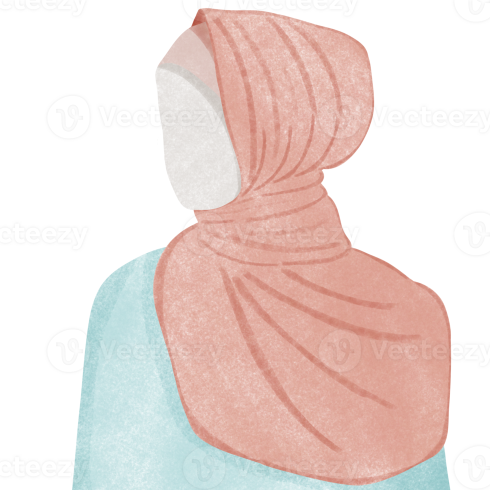 cartone animato carattere, musulmano donne indossare hijab con pregando, creativo con illustrazione nel piatto design. png