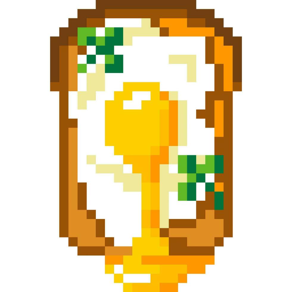 Fried egg cartoon icon in pixel style vector