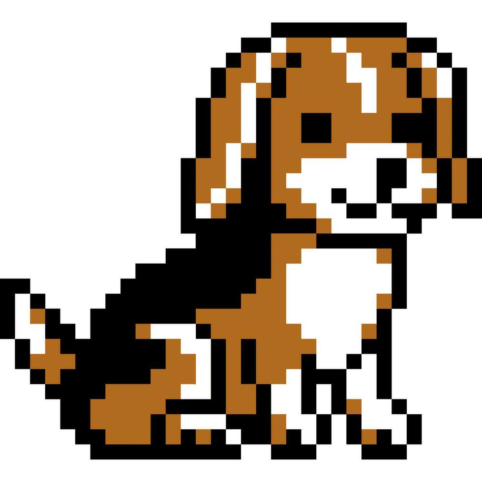 perro dibujos animados icono en píxel estilo vector