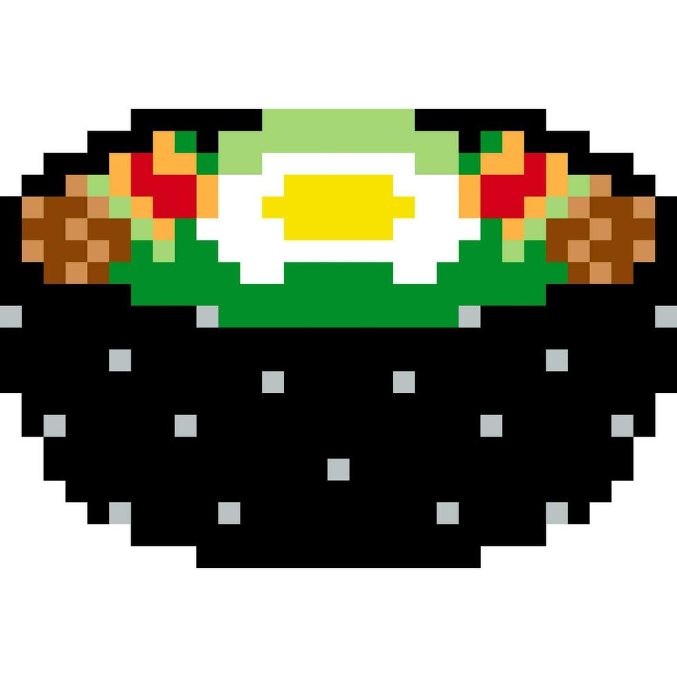 Bibimbap cartoon icon in pixel style vector