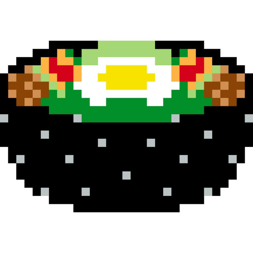 Bibimbap cartoon icon in pixel style vector