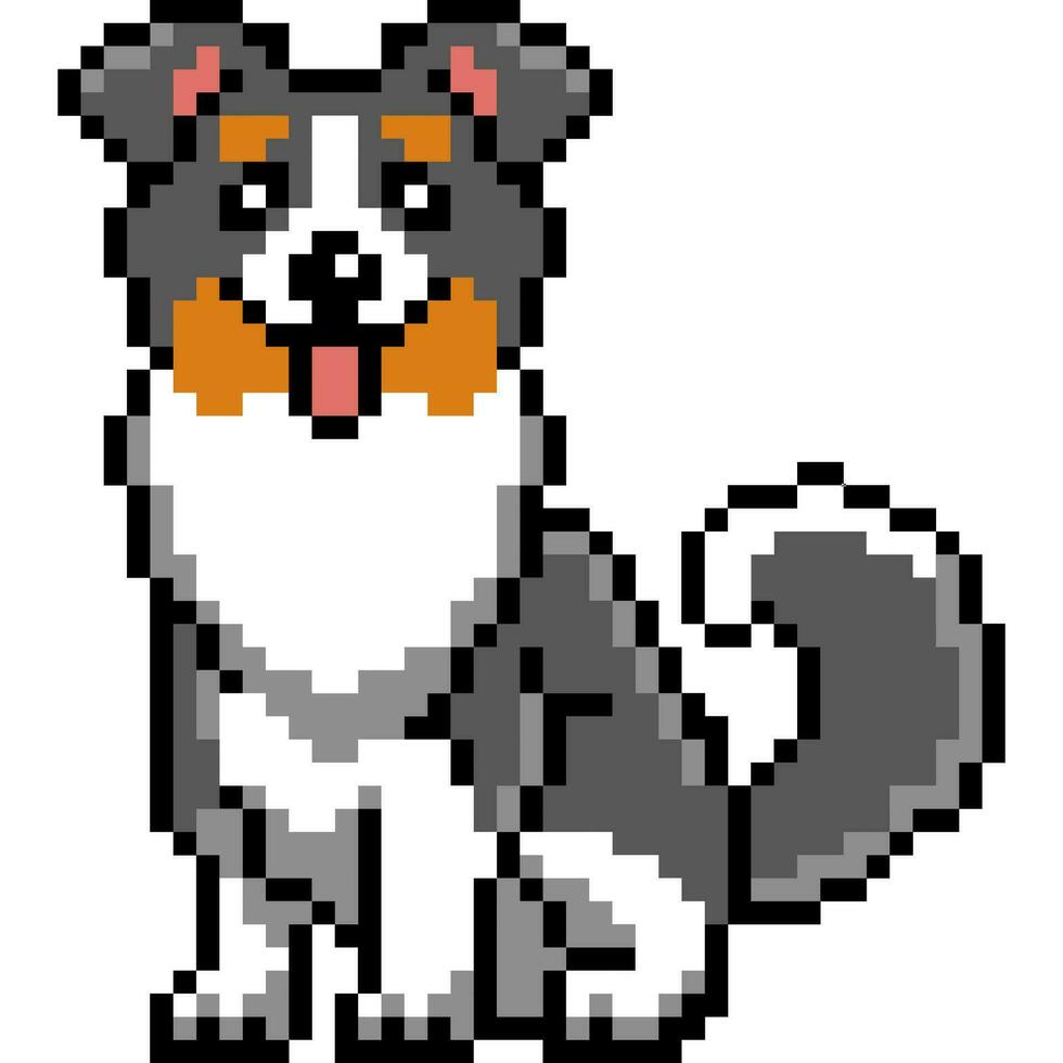 dog cartoon icon in pixel style vector