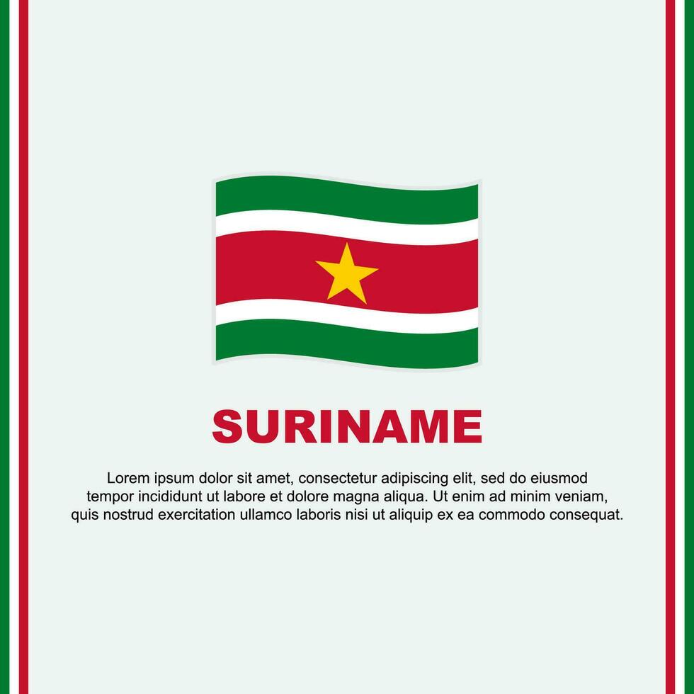 Suriname Flag Background Design Template. Suriname Independence Day Banner Social Media Post. Suriname Cartoon vector