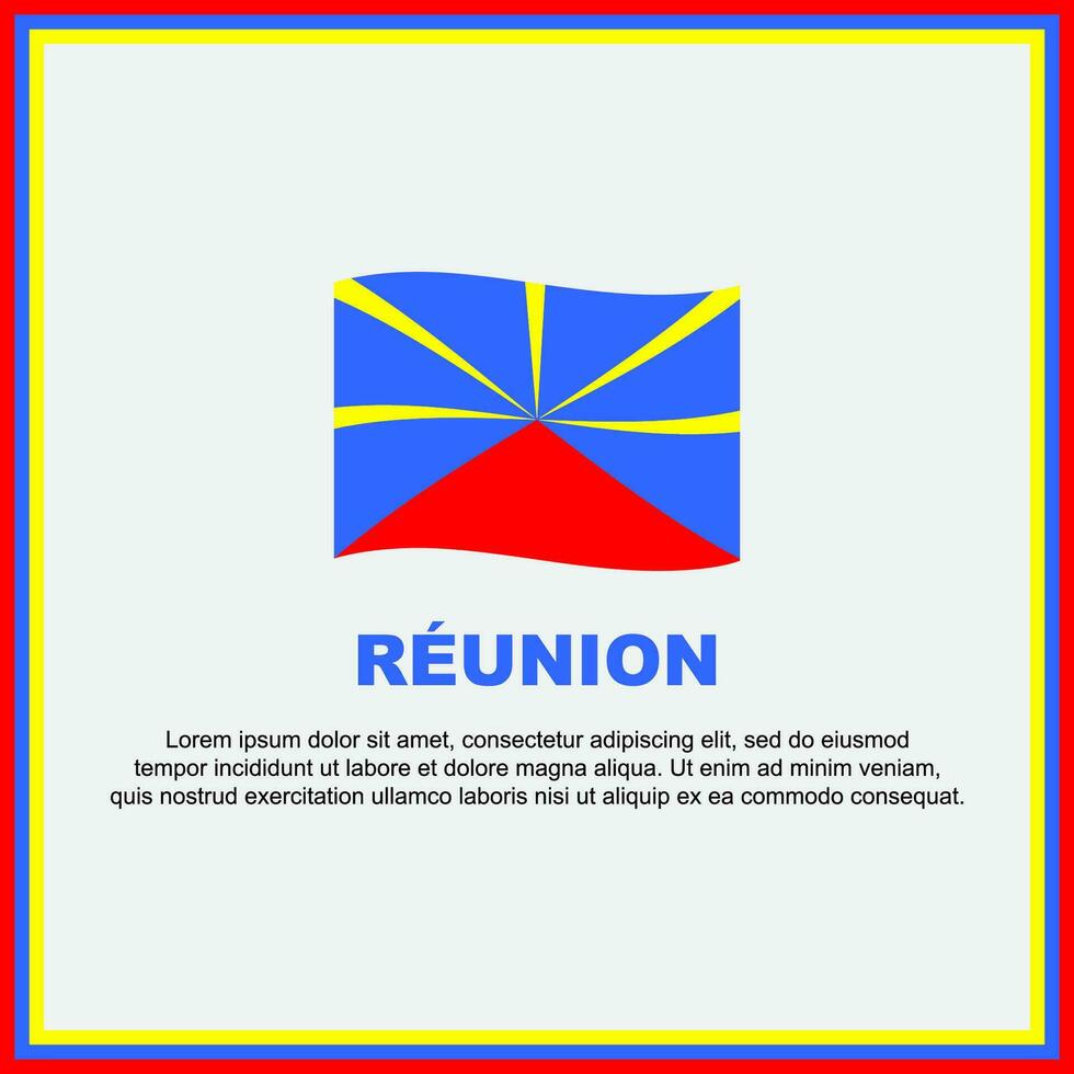 Reunion Flag Background Design Template. Reunion Independence Day Banner Social Media Post. Banner vector