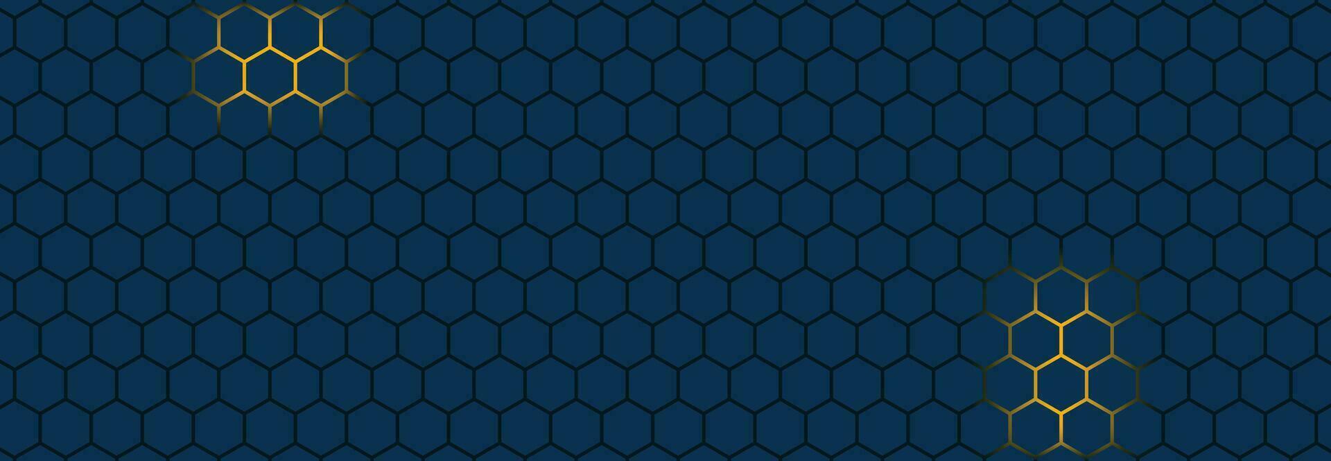 azul hexágono resumen tecnología antecedentes con amarillo de colores brillante parpadea debajo hexágono. vector