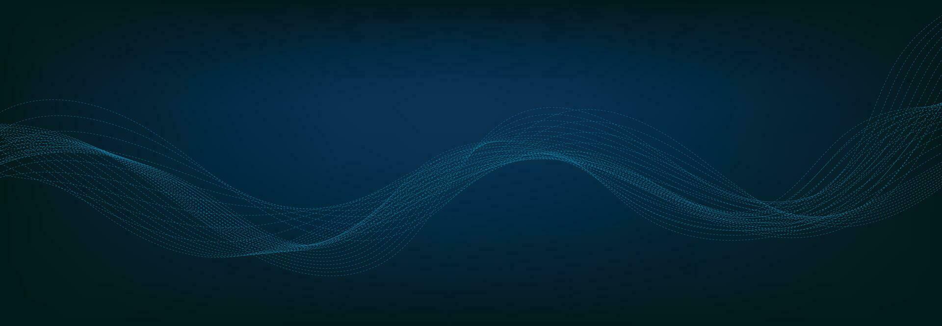 Abstract Banner Template with Blue wavy lines. Technology Banner. vector